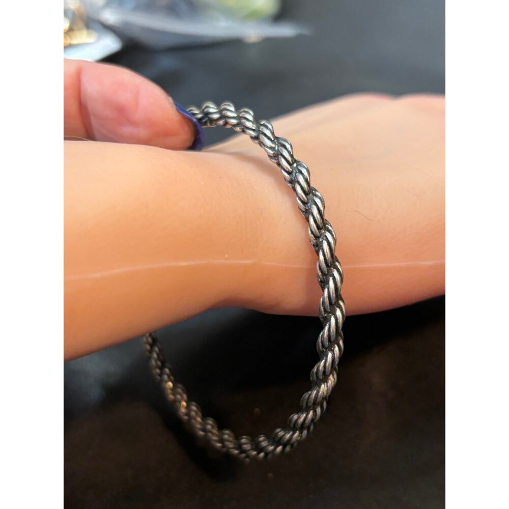 Kendra Scott Silver-Tone Twisted Rope Chain Bracelet – Size 7.75”